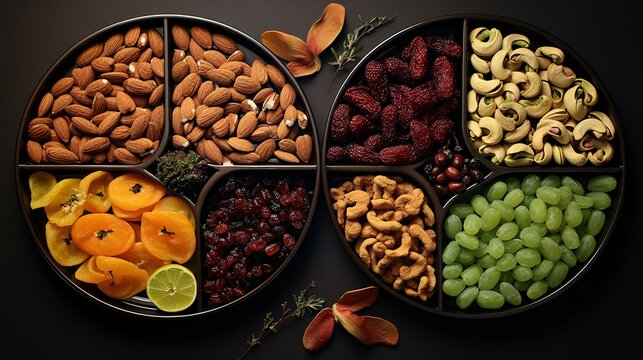 Wellness in a Box: Wholesome choices of fresh fruits, nuts, cheese, and other heatly food options. school, work, home, gym, diet