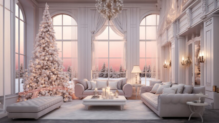 Pastel Christmas scene with room for copy space created with Generative AI technology