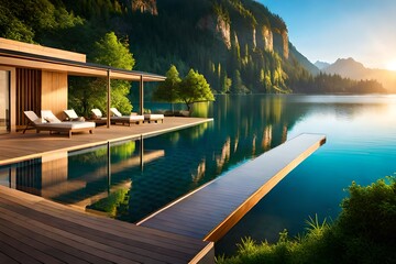 Naklejka premium a realistic spa resort where nature wonders meets luxurious comfort which is truly soul nourishing experience