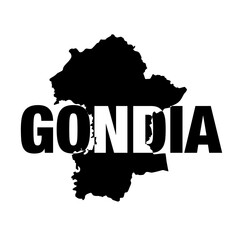 Gondia map typography. Gondia is a state of Maharashtra.