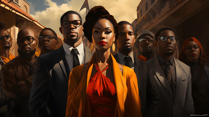 Black skin people. Concept of advocating for the rights of blacks