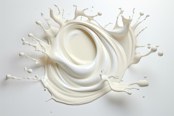 Spiraling milk splashes in isolation depicted through 3D render illustration. Generative AI - obrazy, fototapety, plakaty