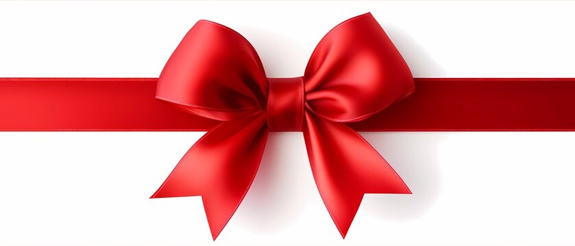 Red ribbon and bow isolated on white background, Generative AI