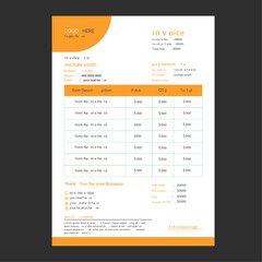 minimal yellow invoice template vector design