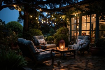 Fototapeta na wymiar outdoor living room on a warm evening