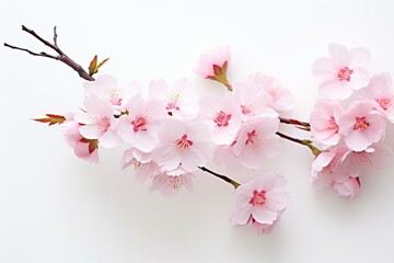 Beautiful cherry blossom against white backdrop. Generative AI