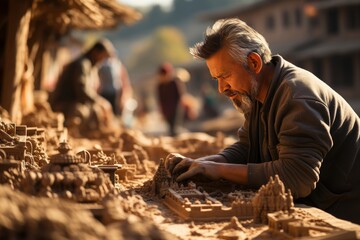 oriental craftsman in his workshop