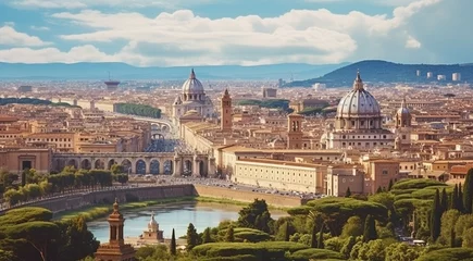 Fotobehang panoramic view of Rome, panoramic view of antic city Rome, top view of the city  © Gegham