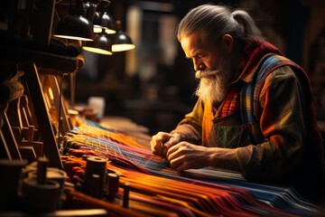 oriental craftsman in his workshop - obrazy, fototapety, plakaty