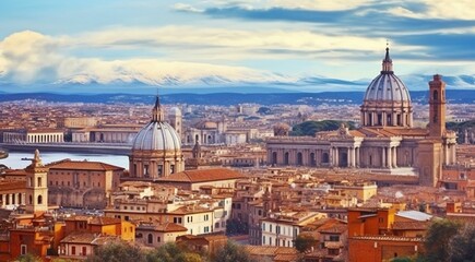 Fototapeta na wymiar panoramic view of Rome, panoramic view of antic city Rome, top view of the city 