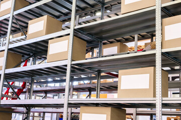 Retail Warehouse Cardboard Boxe and Packages. Logistics, Sorting and Distribution Facility for Product Delivery.