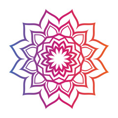 Gradient color mandala pattern on white isolated background. Vector background for yoga, meditation poster, banner, wallpaper and your desired ideas.