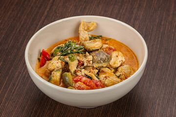 Thai red spicy curry with chicken