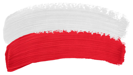 Flag of Poland paint brush stroke texture isolated on transparent background