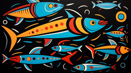 Obraz premium Painting in the style of north american indigemous peoples.