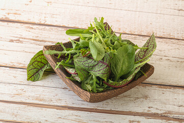 Green mix salad in the bowl