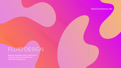 Modern Banner. Neon Gradient Cover. Color Landing Page. Horizontal Flyer. Violet Mobile Background. Plastic Design. Wave Colorful Composition. Fluid Journal. Lilac Modern Banner