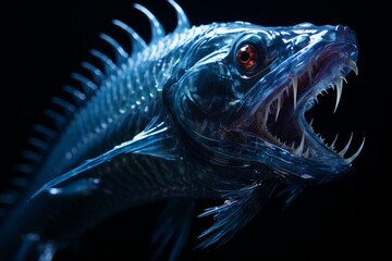 Fototapeta premium terrifying abyssal fish with big fangs