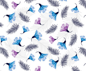 Floral drawing pattern with leaves 