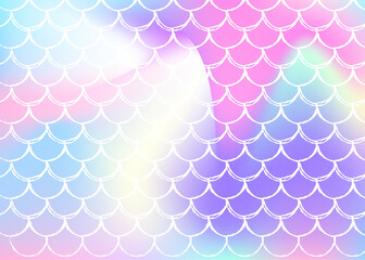 Holographic mermaid background with gradient scales.