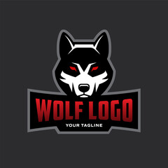 Wolf head logo or mascot design.