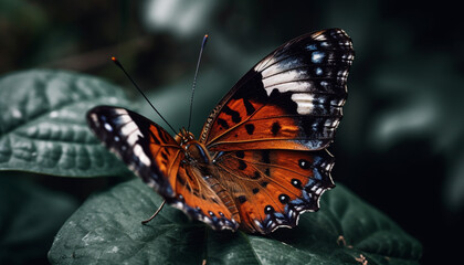 Vibrant butterfly wing spotted in multi colored tropical rainforest beauty generated by AI