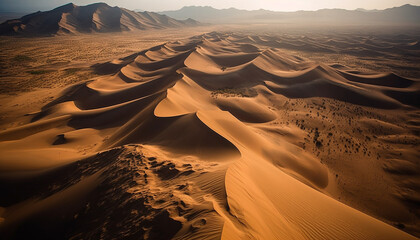 Remote African wilderness Majestic sand dunes ripple in extreme heat generated by AI - obrazy, fototapety, plakaty