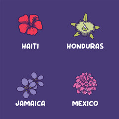 European national flowers for Haiti, Honduras, Jamaica, Mexico