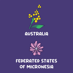 Oceania national flowers for Australia, Federated States of Micronesia