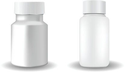 2 white pill bottles mockup with realistic  look