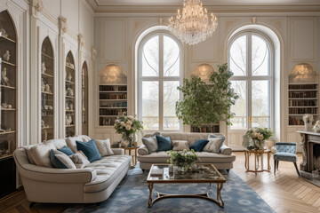 Fototapeta premium Elegance and Opulence Unveiled: A Captivating Living Room Interior in Art Nouveau Style