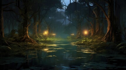 Fantasy Swamps and Wetlands Game Art - obrazy, fototapety, plakaty
