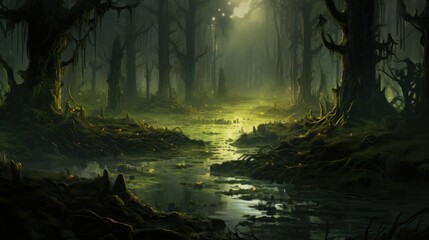 Fantasy Swamps and Wetlands Game Art - obrazy, fototapety, plakaty