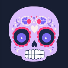Day of the Dead. Dead day skulls. Dia de los muertos decoration with flowers and skulls. mexican festival vector set. Death holiday celebration, skull with bright ornament. fiesta, skeleton in Mexican