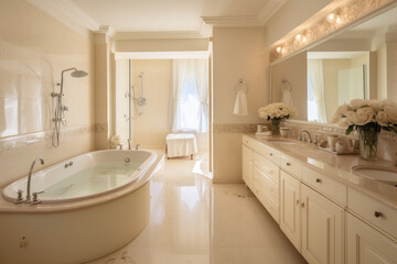 Elegant Cream Accented Bathroom Interior Shimmering with Sophistication