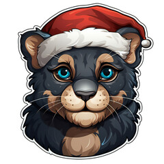 Puma wearing a christmas hat