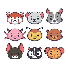 Set of various stylized animal icons