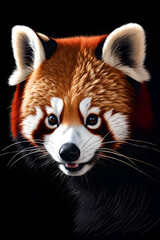 Obraz premium close up portrait of a red panda on a black background in a photo studio