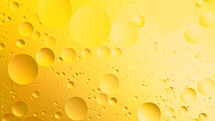 Abstract Golden Background Oil in Water surface Foam of Soap with Bubbles.