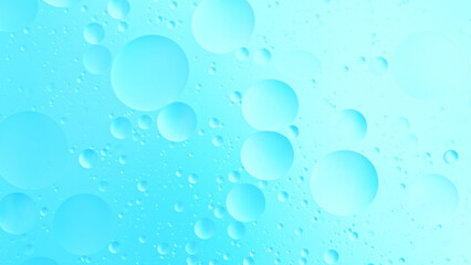 Abstract Blue Background Oil in Water surface Foam of Soap with Bubbles.