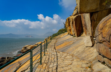 Sunny view of the landscape around Hac Sa Long Chao Kok Coastal Trail