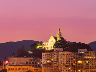 Obraz premium Sunset view of the Chapel of Our Lady of Penha