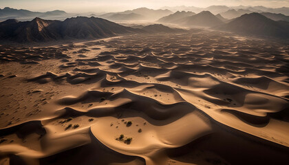 Fototapeta na wymiar Tranquil sand dunes ripple in majestic landscape at sunrise generated by AI