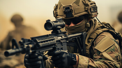 Naklejka premium soldier in camouflage