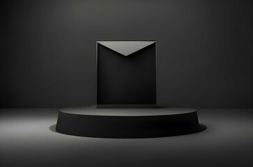 black friday black podium paper art style ai generated background