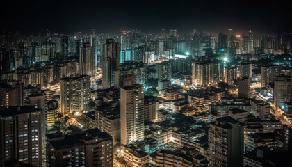 Fototapeta premium Beijing Glowing Skyscrapers Illuminate the City Business Growth at Sunset generated by AI