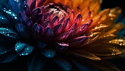 Vibrant gerbera daisy in wet summer garden, close up beauty generated by AI