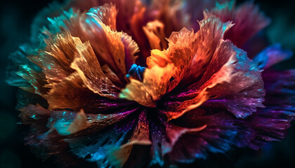 Vibrant flower petal pattern in multi colored abstract macro close up generated by AI