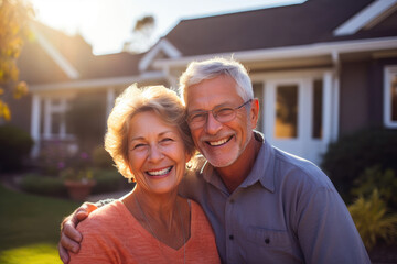 Golden Years Bliss: Senior Couple and Their House