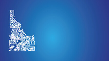 IT-Umriss des US-Bundesstaates Idaho auf blauem Hintergrund